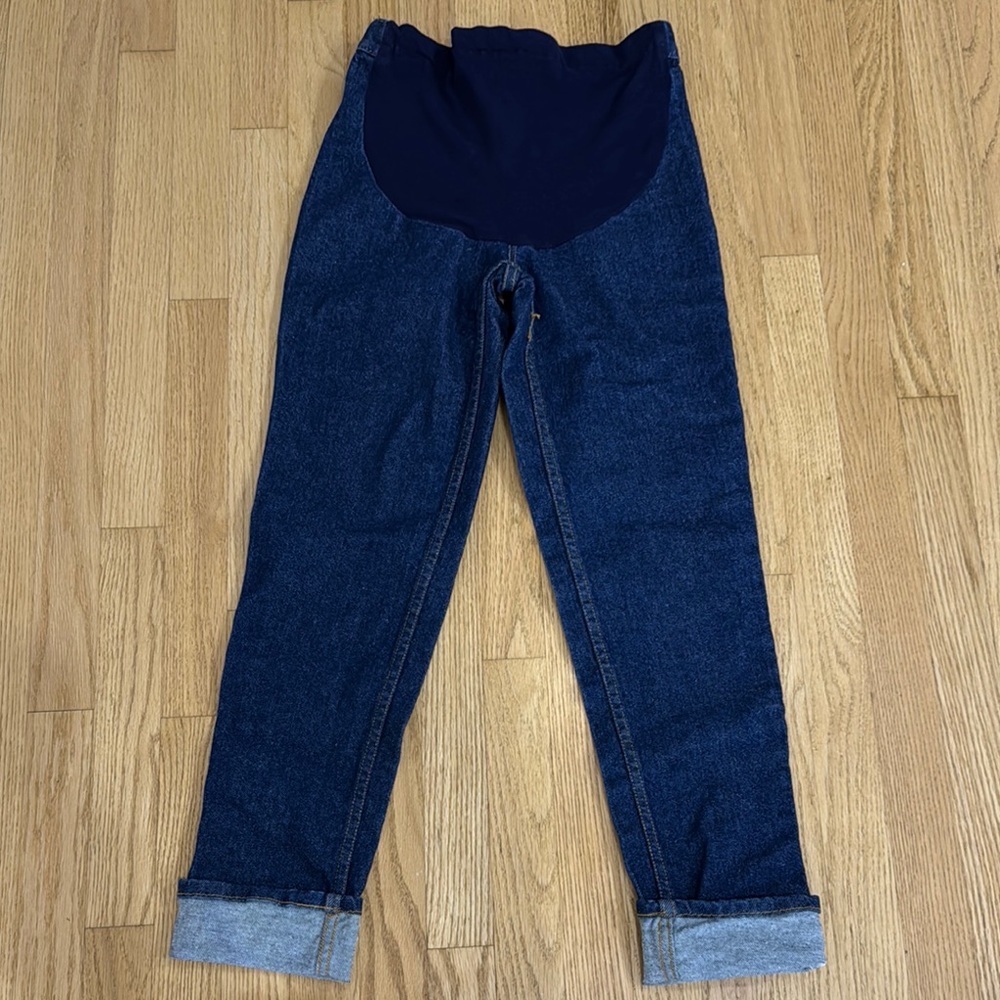 Adjustable Maternity Jeans with Belly Panel – Dark Wash